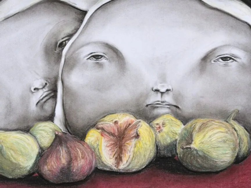 لوحة من معرض "رام الله آرت فير" النسخة الخامسة بعنوان "سرديات تحت الاحتلال" في رام الله. 31 يناير 2026 - جاليري زاوية