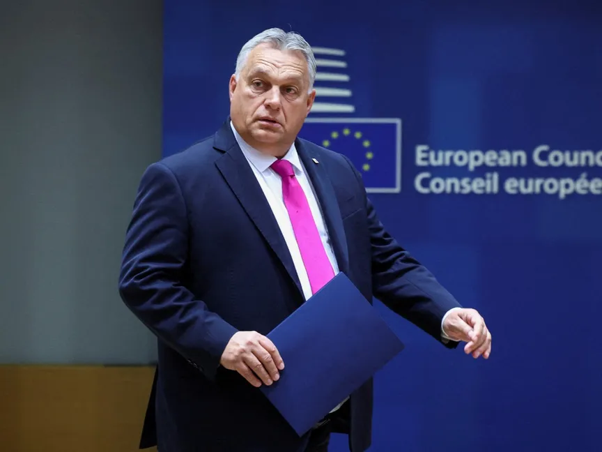 رئيس الوزراء المجري فيكتور أوربان خلال قمة لقادة الاتحاد الأوروبي في بروكسل. 26 أكتوبر 2023 - Reuters