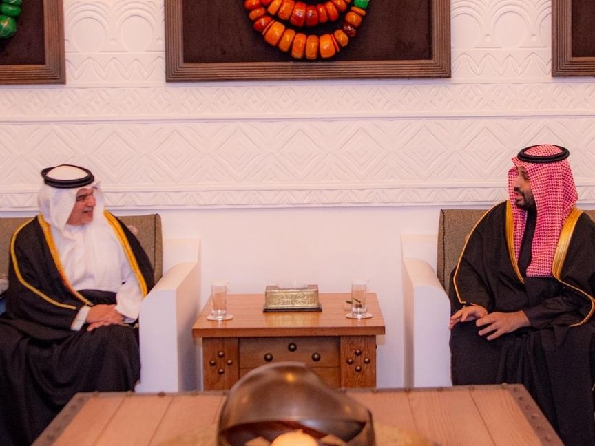 الأمير محمد بن سلمان يستقبل ولي العهد البحريني في الدرعية