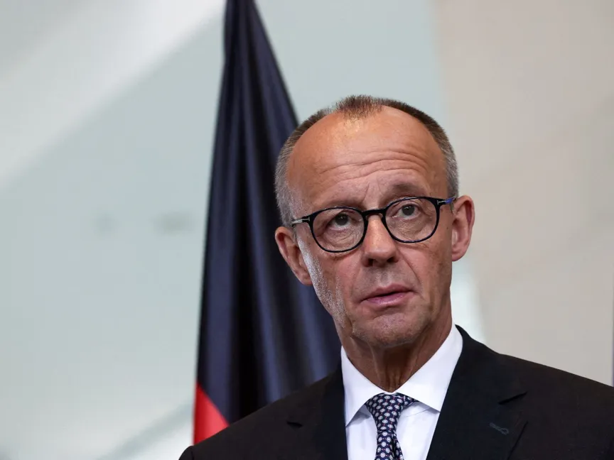 المستشار الألماني فريدريش ميرتس يتحدث خلال مؤتمر صحافي في برلين. 29 يوليو 2025 - Reuters