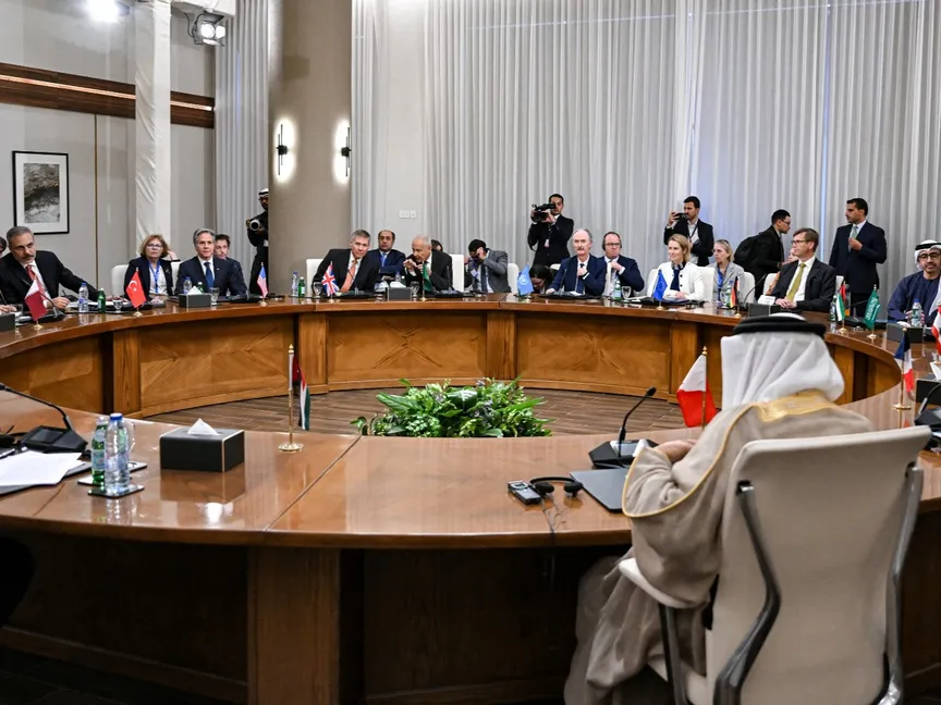 جانب من اجتماع لجنة الاتصال الوزارية العربية بشأن سوريا في مدينة العقبة الأردنية. 14 ديسمبر 2024 - REUTERS