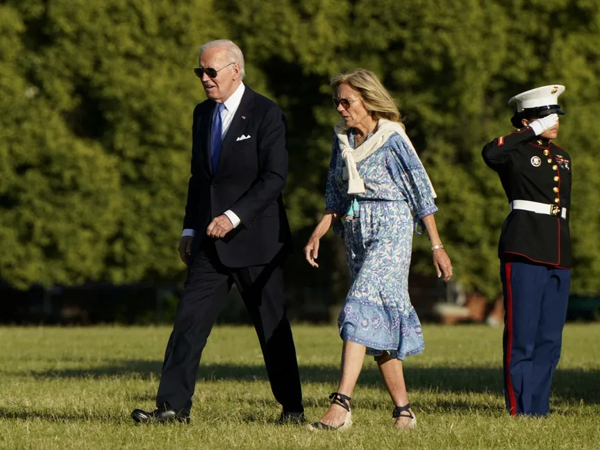 الرئيس الأميركي والسيدة الأولى جيل بايدن في واشنطن. 1 يوليو 2024 - REUTERS