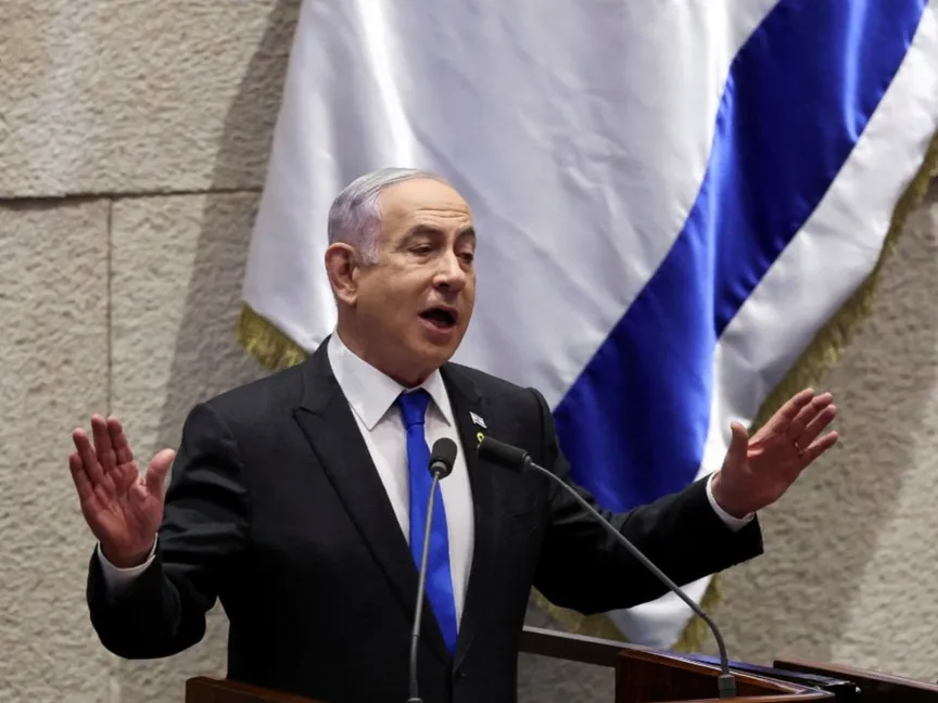 رئيس الوزراء الإسرائيلي بنيامين نتنياهو خلال كلمة أمام الكنيست (البرلمان) في القدس. 17 يوليو 2024 - Reuters