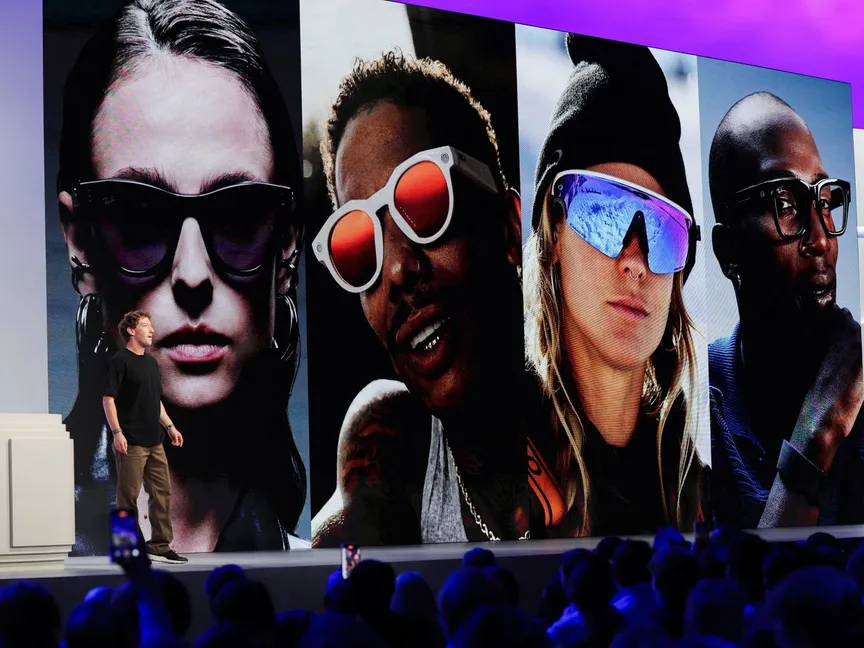 المؤسس والرئيس التنفيذي لشركة ميتا مارك زوكربيرج، خلال مؤتمر الشركة Connect 2025 لإطلاق نظاراتها الذكية الجديدة في كاليفورنيا. 17 سبتمبر 2025 - REUTERS