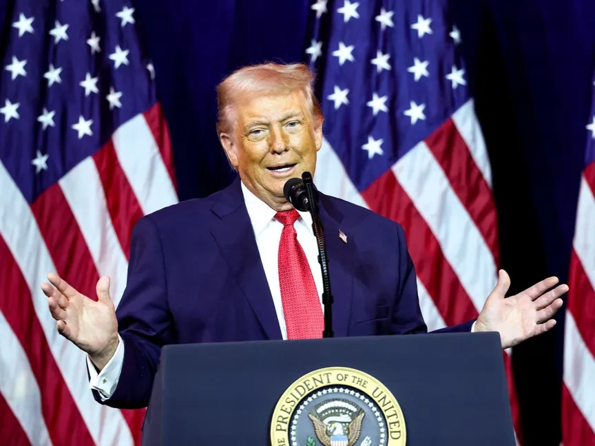 الرئيس الأميركي دونالد ترمب يخاطب الجمهوريين في مجلس النواب بمركز ترمب-كينيدي بواشنطن العاصمة. 6 يناير 2026 - Reuters