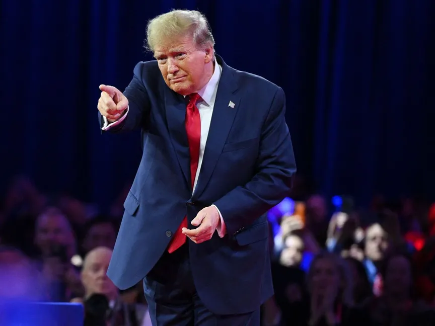 الرئيس الأميركي السابق والمرشح المحتمل في انتخابات 2024 خلال مؤتمر العمل السياسي المحافظ بولاية ميريلاند. 24 فبراير 2024 - AFP