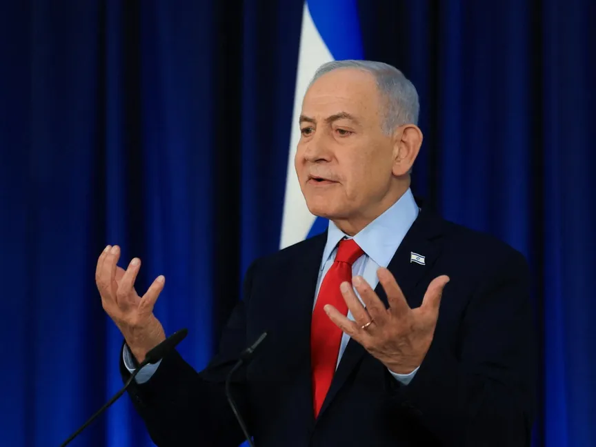 رئيس الوزراء الإسرائيلي بنيامين نتنياهو خلال مؤتمر صحافي في القدس. 19 مارس 2026 - Reuters