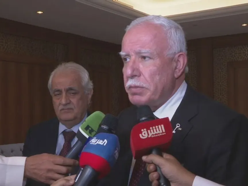 وزير الخارجية الفلسطيني رياض المالكي يتحدث للصحافيين في جدة. 05 مارس 2024 - "الشرق"