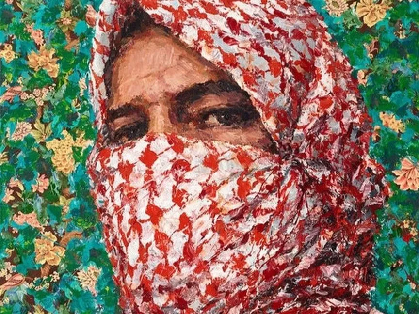 لوحة "الملثم" للفنان اللبناني أيمن بعلبكي - dubaicollection.ae