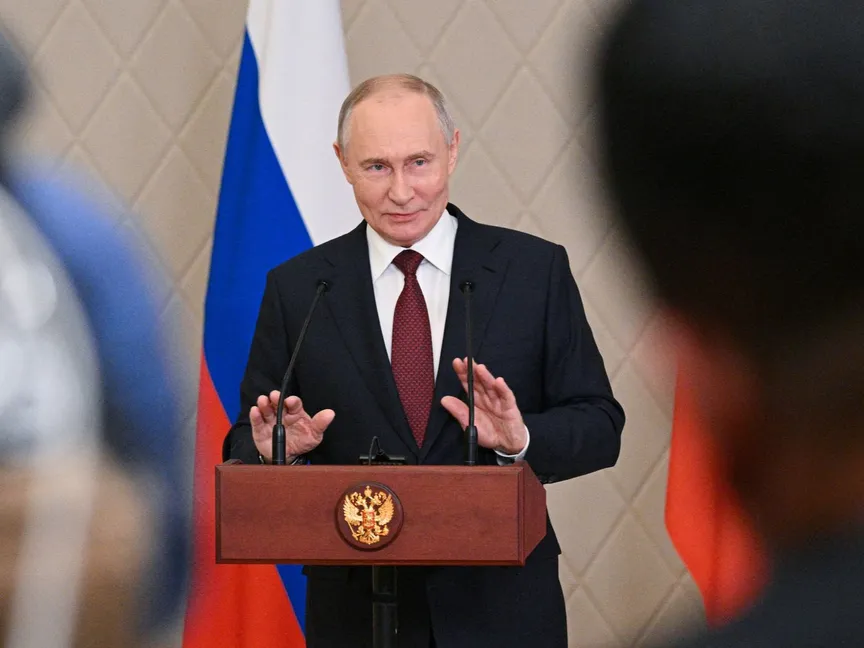 الرئيس الروسي فلاديمير بوتين خلال مؤتمر صحافي في أستانا. كازاخستان. 28 نوفمبر 2024 - via REUTERS