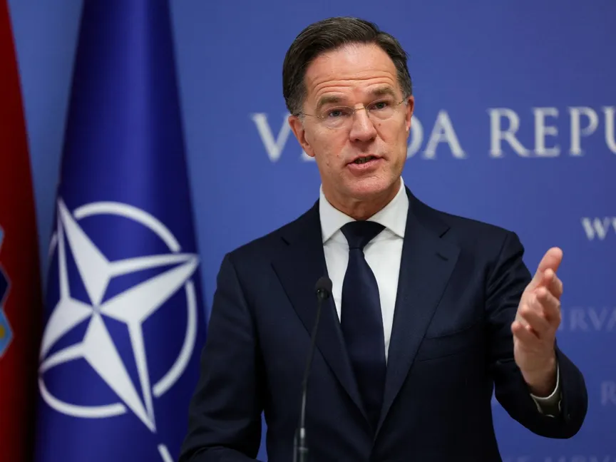 الأمين العام لحلف شمال الأطلسي (الناتو) مارك روته خلال مؤتمر صحافي مع رئيس وزراء كرواتيا، زغرب، 12 يناير 2026 - Reuters