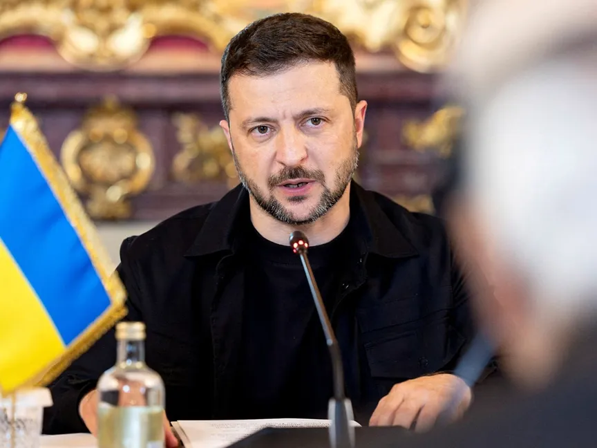 الرئيس الأوكراني فولوديمير زيلينسكي خلال زيارة سابقة إلى إيطاليا. روما. 9 يوليو 2025 - Reuters