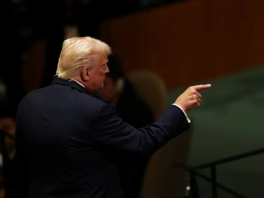 الرئيس الأميركي دونالد ترمب يلقي كلمة أمام الجمعية العامة للأمم المتحدة في دورتها الثمانين في مدينة نيويورك. 23 سبتمبر 2025 - Reuters