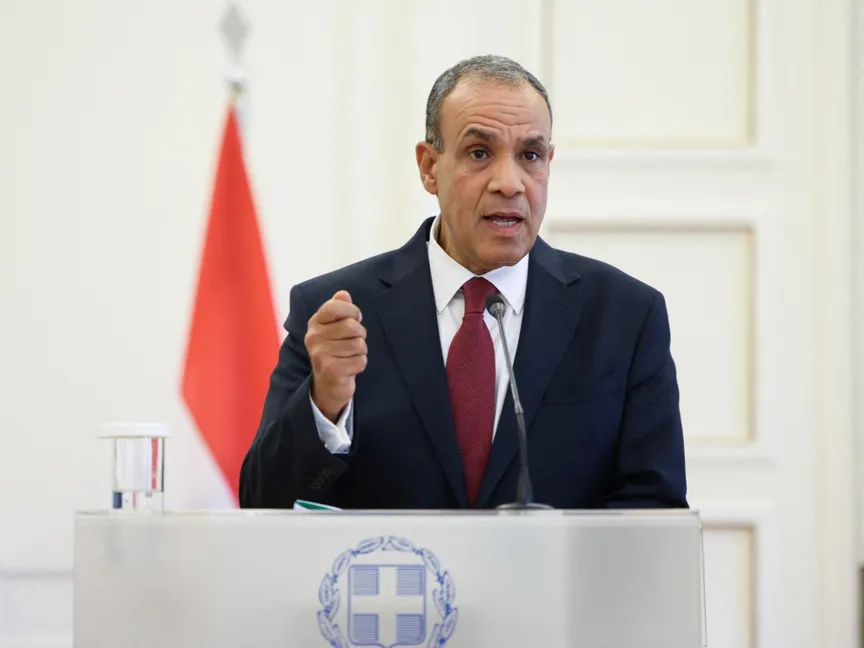 وزير الخارجية المصري بدر عبد العاطي يحضر مؤتمراً صحفياً في وزارة الخارجية في أثينا باليونان. 6 أغسطس 2025 - Reuters
