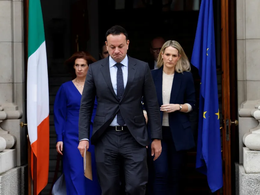 رئيس الوزراء الإيرلندي ليو فارادكار بعد الإعلان عن استقالته في دبلن. 20 مارس 2024 - Reuters