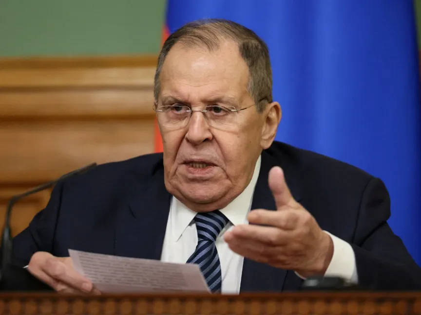 وزير الخارجية الروسي سيرجي لافروف خلال مؤتمر صحف في موسكو، روسيا. 14 يناير 2026 - Reuters