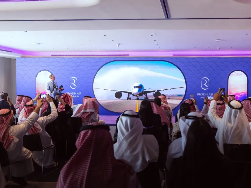 جانب من مؤتمر صحافي لشركة طيران الرياض. 8 أكتوبر 2025 - X@RiyadhAir