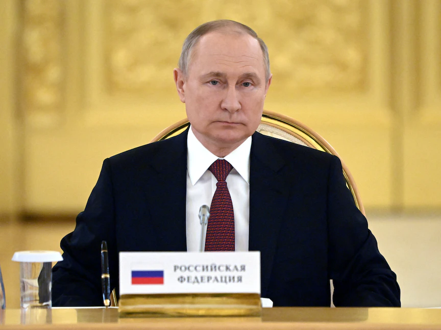 الرئيس الروسي فلاديمير بوتين خلال حضوره اجتماع منظمة معاهدة الأمن الجماعي في موسكو، 16 مايو 2022. - REUTERS