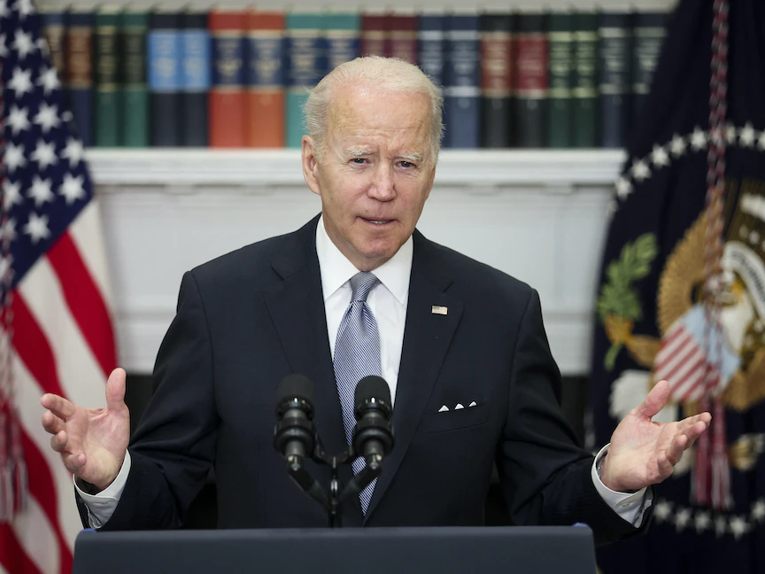 الرئيس الأميركي جو بايدن في مؤتمر صحافي - 21 أبريل 2022 - Getty Images via AFP