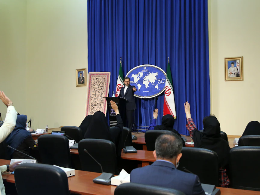 المتحدث باسم الخارجية الإيرانية سعيد خطيب زاده خلال مؤتمر صحافي في طهران- 20 أكتوبر 2020 - Getty Images