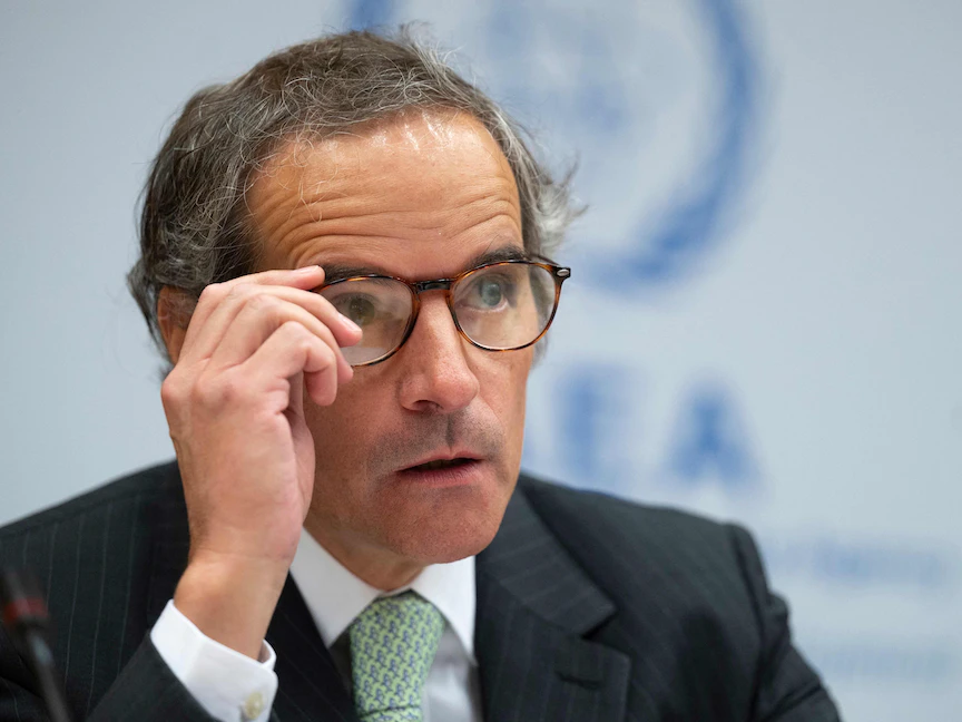 المدير العام للوكالة الدولية للطاقة الذرية رافاييل جروسي خلال الاجتماع ربع السنوي لمجلس محافظي الوكالة في فيينا - 6 يونيو 2022 - AFP