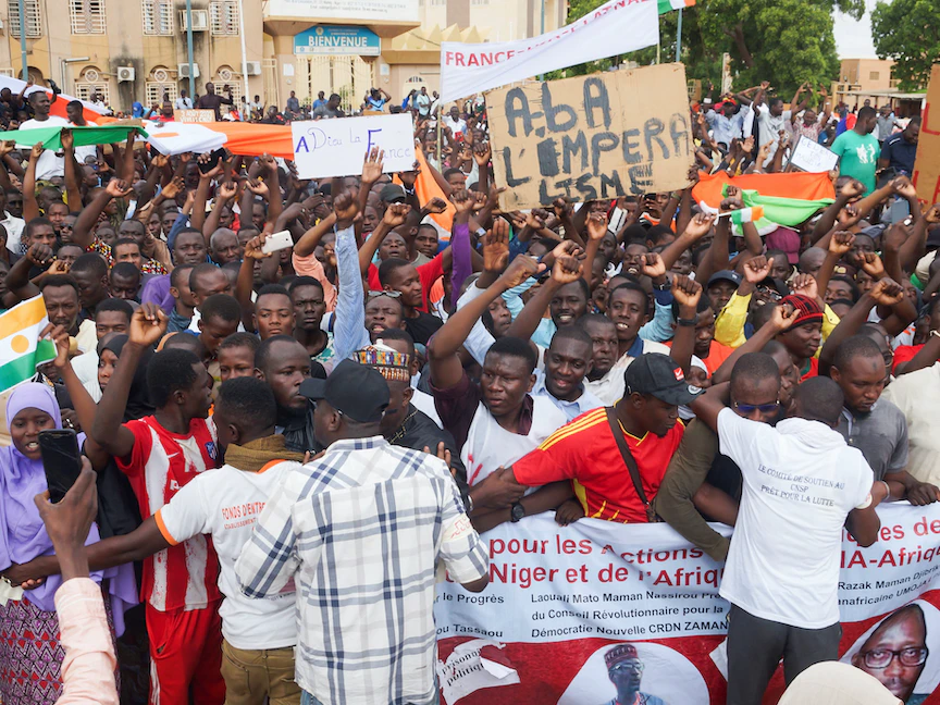 تظاهرات في العاصمة النيجرية نيامي داعمة للمجلس العسكري. 3 أغسطس 2023 - REUTERS