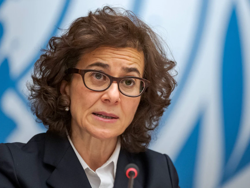 نائبة مفوض الأمم المتحدة لحقوق الإنسان ندى الناشف خلال اجتماع استثنائي للمجلس في جنيف لبحث الأوضاع في إثيوبيا. 17 ديسمبر 2021 - AFP