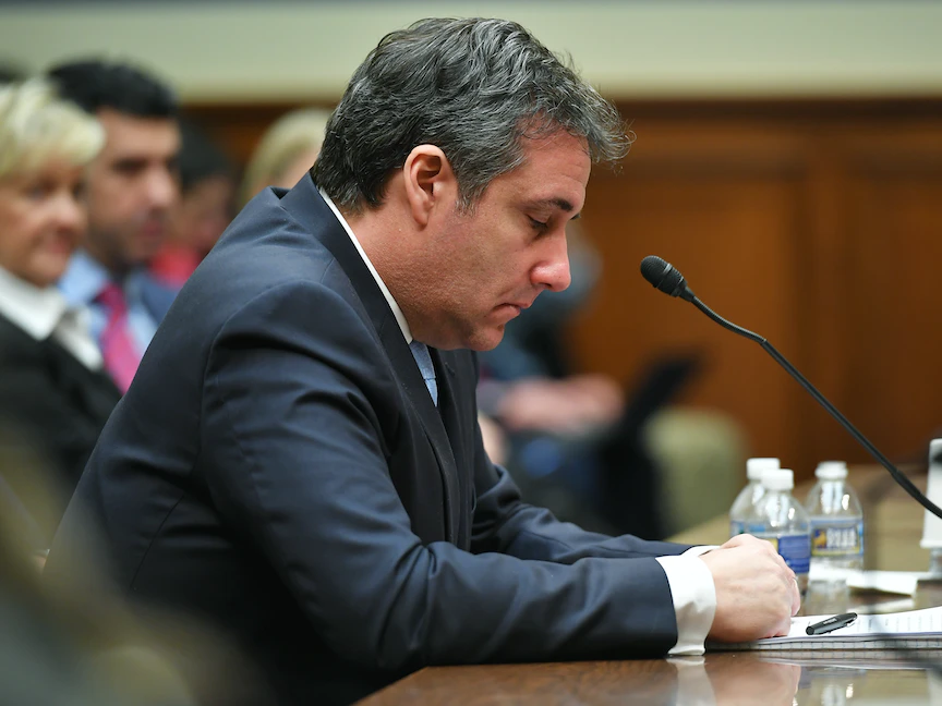 مايكل كوهين المحامي السابق لترمب يدلي بشهادته في مجلس النواب الأميركي- 27 فبراير 2019 - AFP