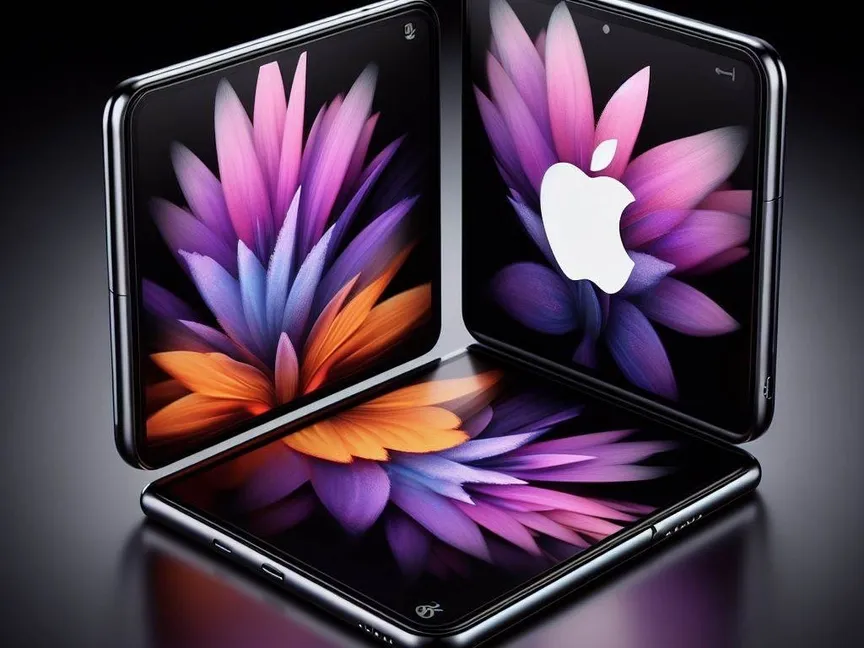 تصميم تخيلي لهاتف آيفون قابل للطي رأسيا صممته 'الشرق' بالذكاء الاصطناعي - DALL-E 3 - DALL-E 3