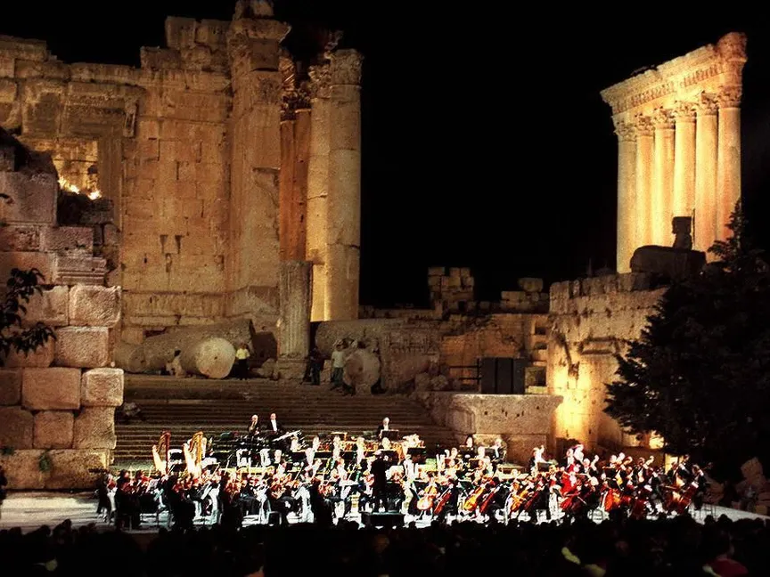 إحدى حفلات مهرجانات بعلبك في معبد باكوس - AFP
