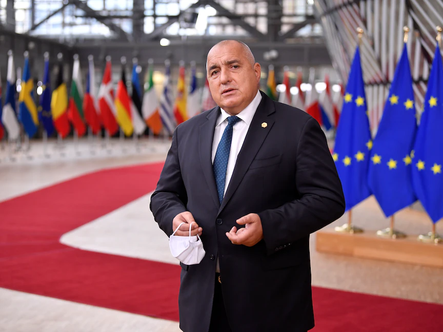 رئيس وزراء بلغاريا بويكو بوريسوف خلال حضوره قمة الاتحاد الأوروبي في العاصمة البلجيكية بروكسل- 10 ديسمبر 2020 - REUTERS