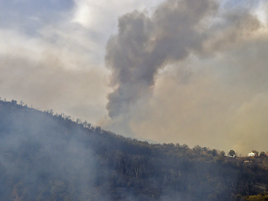 دخان يتصاعد من حريق غابات بمنطقة القبائل شرق العاصمة الجزائر - 10 أغسطس 2021 - AFP