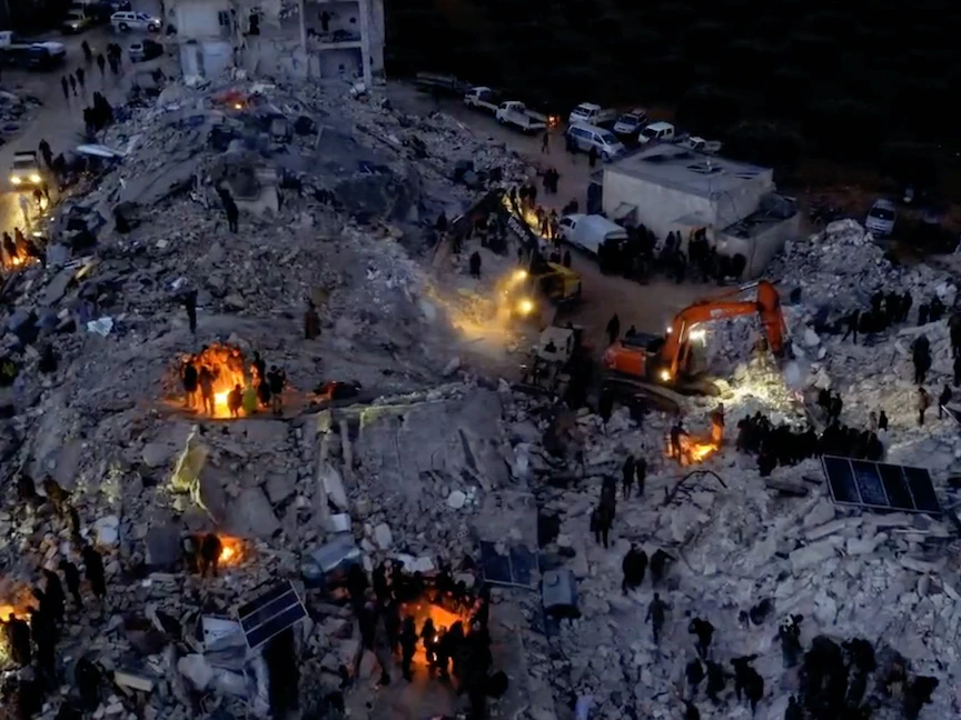 جانب من الانهيارات في منطقة إدلب السورية. 6 فبراير 2023 - White Helmets via REUTERS