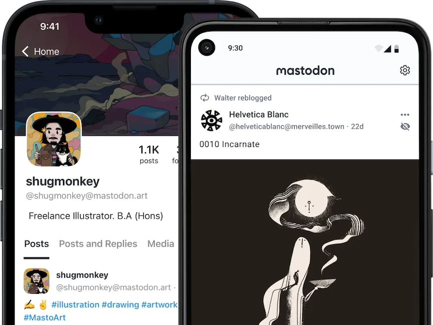 هاتف محمول تظهر عليه شبكة "ماستودون" الاجتماعية. - Mastodon