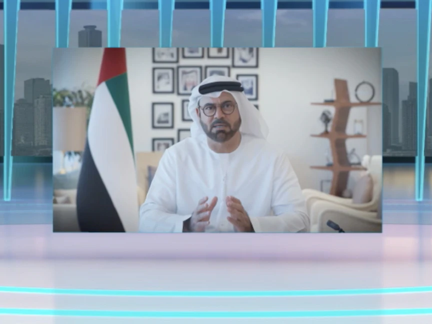 محمد القرقاوي، وزير شؤون مجلس الوزراء الإماراتي، رئيس مؤسسة القمة العالمية للحكومات. 9 مارس 2021 - WAM