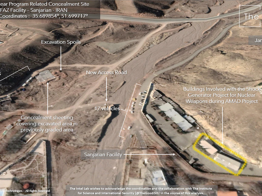 صور التقطت بالأقمار الصناعية لموقع سنجاريان شمال إيران. - موقع إنتل لاب