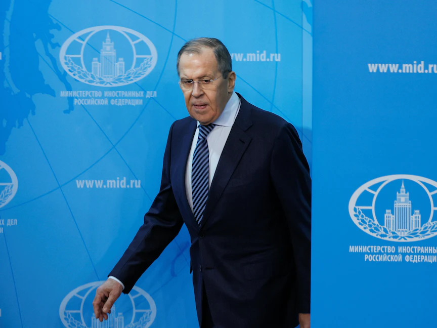 وزير الخارجية الروسي سيرجي لافروف في مؤتمر صحافي بالعاصمة موسكو. 18 يناير 2023 - REUTERS