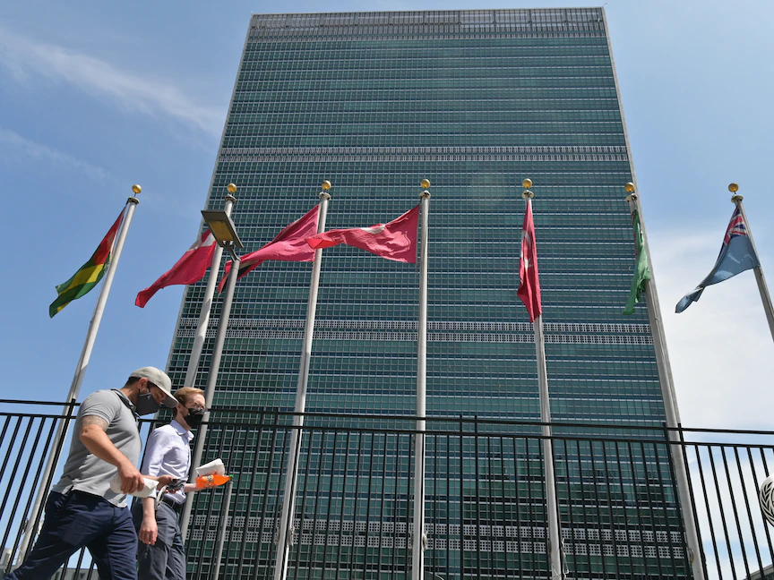 مقر الأمم المتحدة من الخارج، نيويورك، الولايات المتحدة الأميركية. - AFP