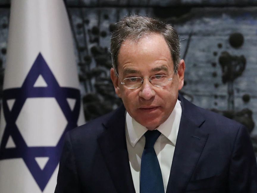 السفير الأميركي لدى إسرائيل توماس نايدز أثناء تقديم أوراق اعتماده للرئيس الإسرائيلي يتسحاق هيرتسوج، 5 ديسمبر 2021 - REUTERS