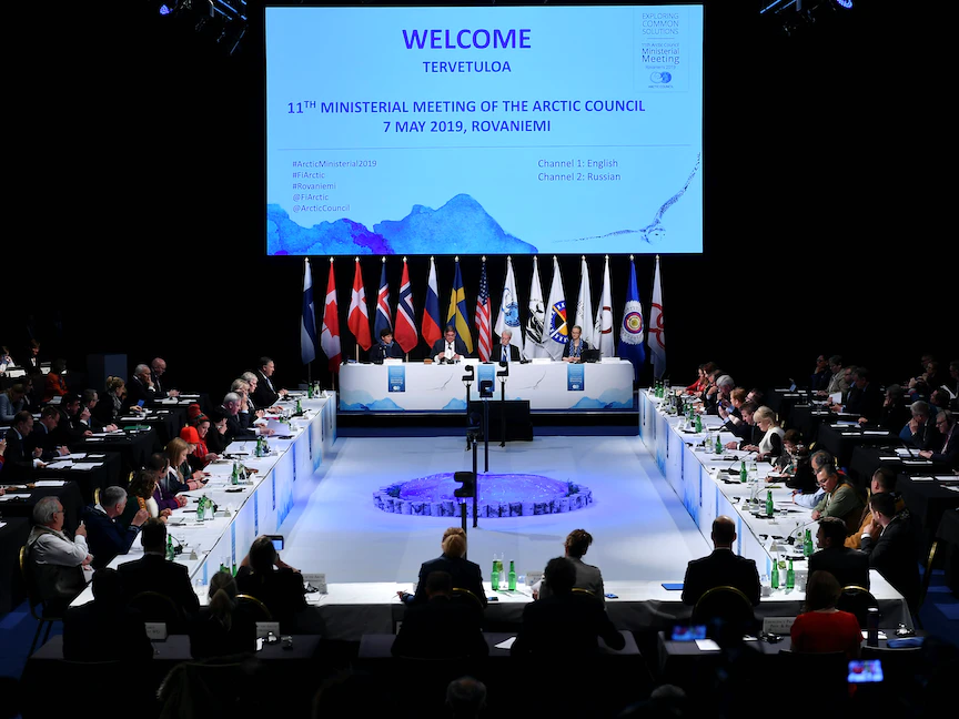 جانب من الاجتماع الوزاري لمجلس القطب الشمالي في روفانييمي بفنلندا في 7 مايو 2019 - REUTERS