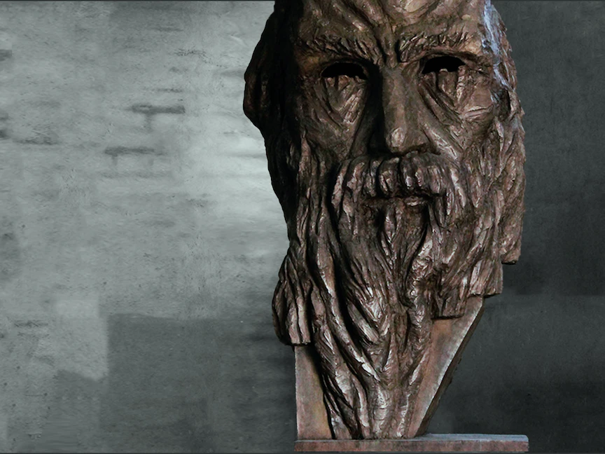 تمثال الشاعر والفيلسوف العربي أبو العلاء المعرّي قبل نقله إلى فرنسا - Facebook@villedemontr