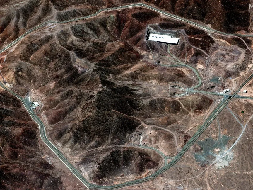 صورة ملتقطة بالأقمار الصناعية تُظهر منشأة فوردو النووية في إيران. 14 يونيو 2025 - Reuters