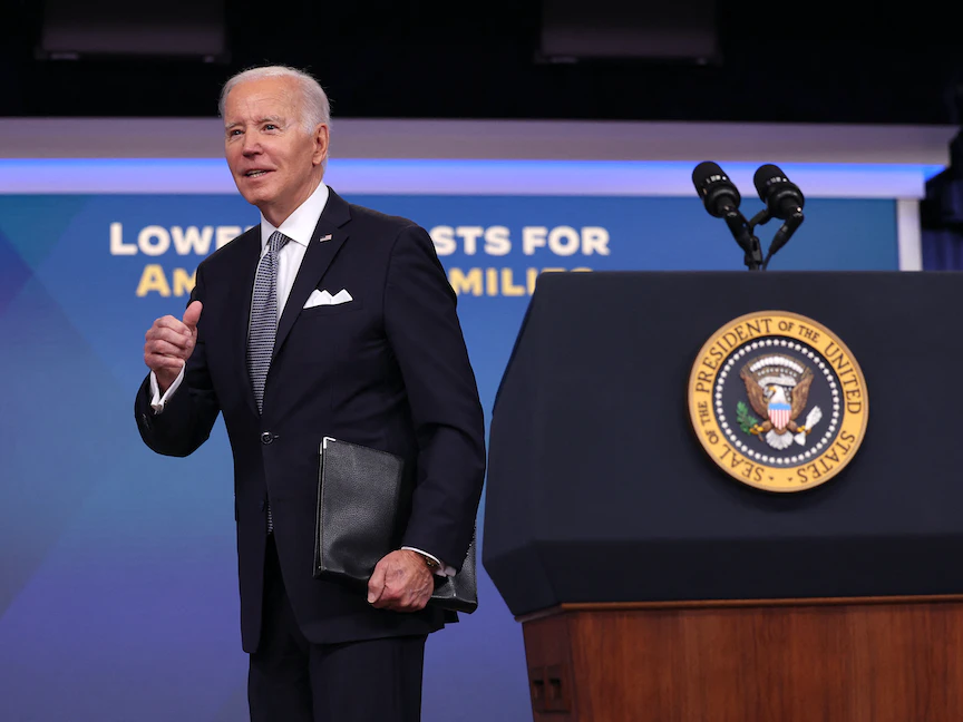 الرئيس الأميركي جو بايدن بعد مؤتمر صحافي في البيت الأبيض- 12 يناير 2023. - Getty Images via AFP