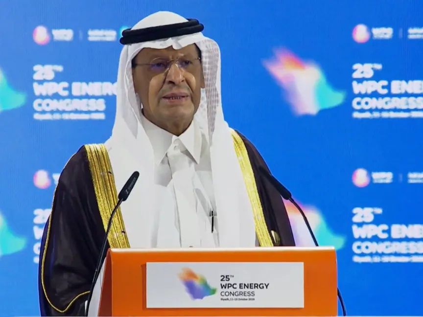 وزير الطاقة، وزير الصناعة والثروة المعدنية السعودي الأمير عبد العزيز بن سلمان، في كلمة خلال مؤتمر البترول العالمي الـ25 بالرياض. 12 أكتوبر 2026 - x/MoEnergy_Saudi