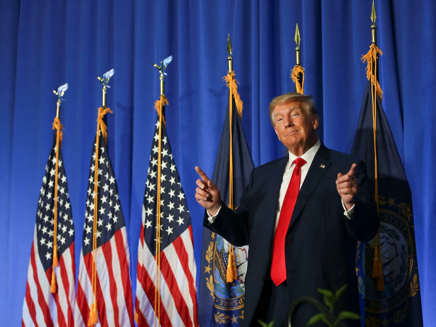 الرئيس الأميركي السابق والمرشح الجمهوري للرئاسة دونالد ترمب في إحدى الفعاليات بولاية نيو هامبشاير الأميركية. 27 يونيو 2023 - REUTERS