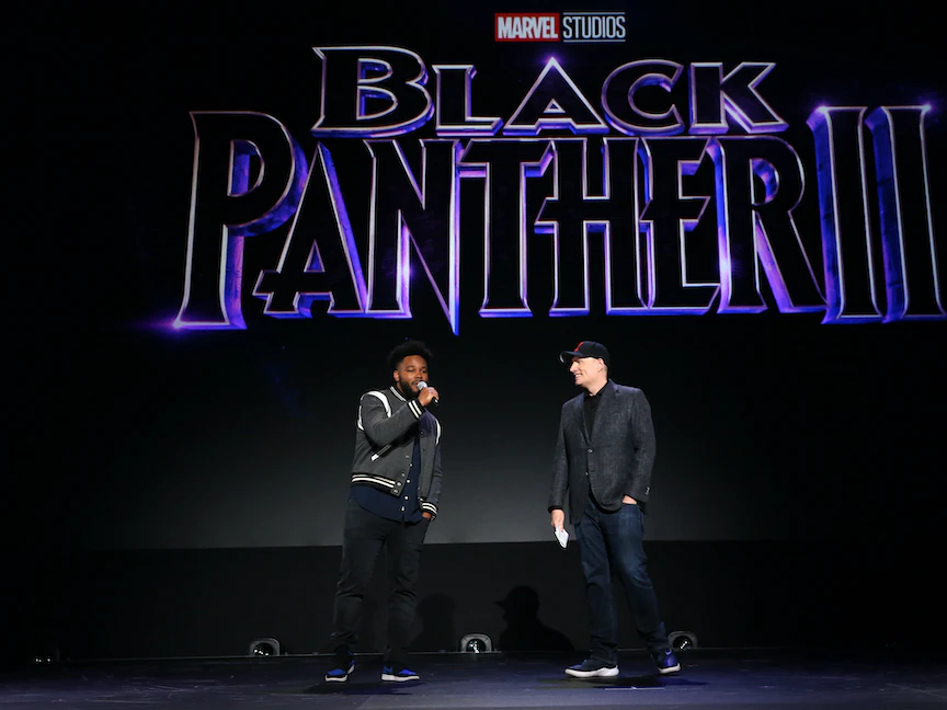 ريان كولغر، ورئيس استديوهات مارفل في عرض "والت ديزني ستوديو" بولاية كاليفورنيا - 6 مايو 2020 - AFP