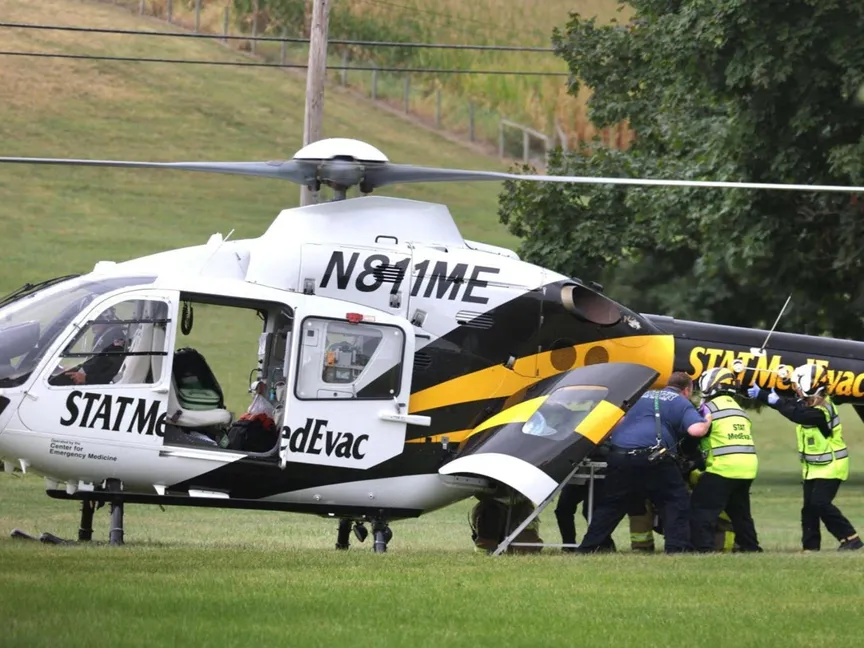 مروحية إخلاء طبي في موقع إطلاق نار بولاية بنسلفانيا، 17 سبتمبر 2025 - REUTERS