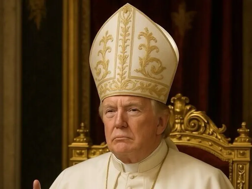 صورة منشأة بالذكاء الاصطناعي للرئيس الأميركي دونالد ترمب وهو يرتدي زي بابا الفاتيكان نشرها ترمب على حسابه بتروث سوشيال - @realDonaldTrump