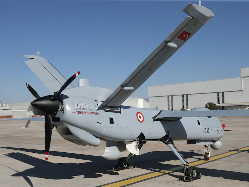 طائرة Anka Drone التي تم تصنيعها في مصنع بأنقرة بطول 8.6 متر وطول جناحيها 17.6 متر - 5 مارس 2021 - AFP