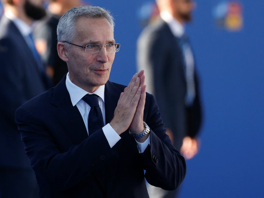 الأمين العام لحلف شمال الأطلسي (ناتو) ينس ستولتنبرج خلال قمة مدريد - 30 يونيو 2022 - REUTERS